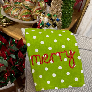 Merry Green Dot Towel