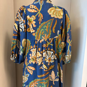 Abstract Print Puff Sleeve Babydoll Dress