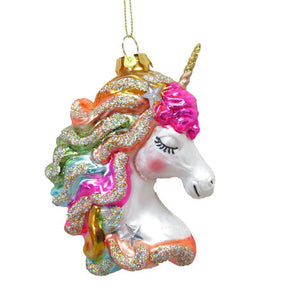 Rainbow Unicorn Head Ornament