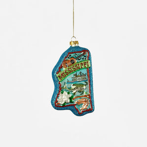 Blue Glitter Mississippi Ornament