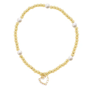 Gold & Pearl Heart Bracelet