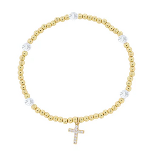 Gold & Crystal Cross Bracelet