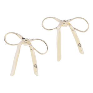 Gold Ribbon Bow Earrings