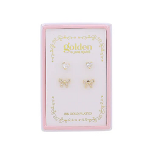 Set of 2 Heart & Bow Earrings