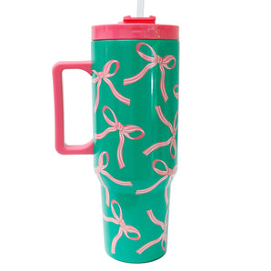 40oz Bows To Go Tumbler Green