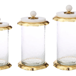 3pc Glass Canister with Marble