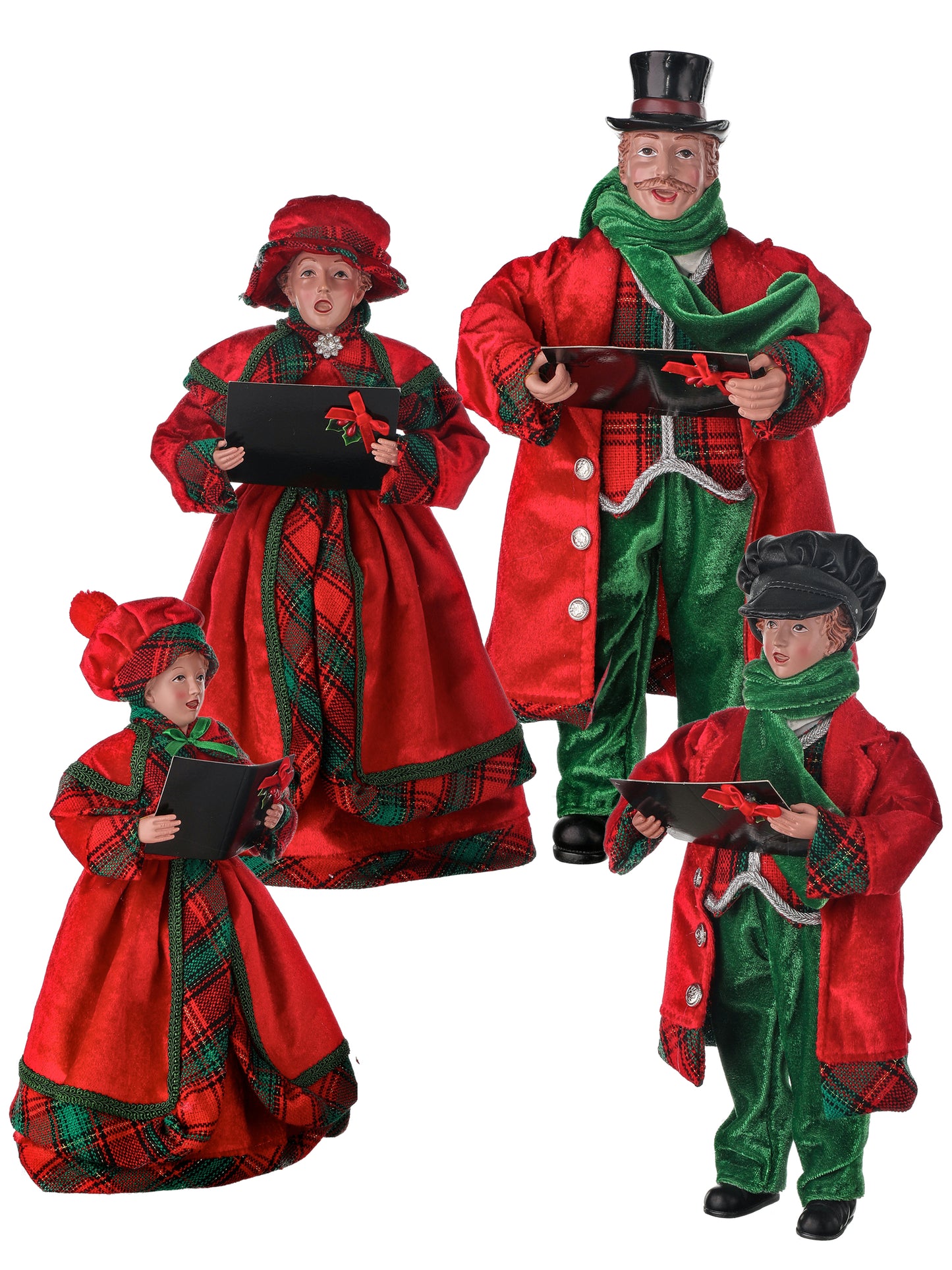 Red/Green Resin Traditional Carolers