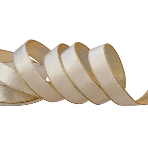 White/Gold Velvet Metallic Ribbon