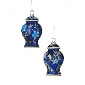 Blue & White Floral Urn Ornament
