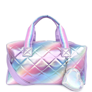 Ombre Metallic Quilted Large Duffle Bag