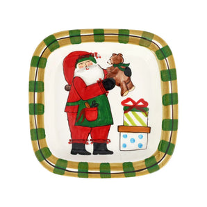 Vietri Old St Nick Rimmed Platter with Teddy Bear