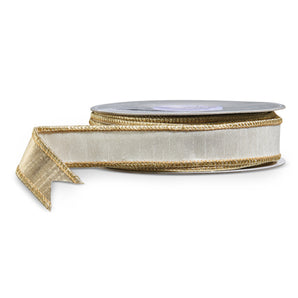 1" White & Gold  Ribbon