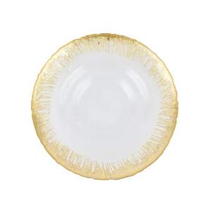 Vietri Rufolo Gold Brushstroke Shallow Bowl