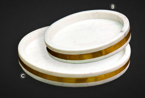 Marble Round Tray with Brass