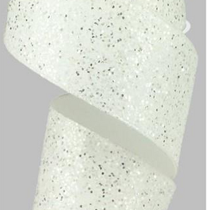 2.5" White Glitter Ribbon