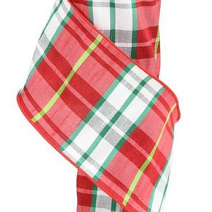 4" Christmas Plaid Dupioni Ribbon