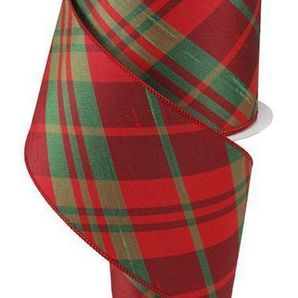 4" Green/Red Plaid Ribbon