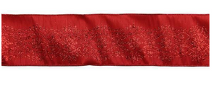 4" Red Damask Dupioni Ribbon