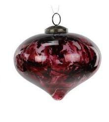 Burgundy/Gold Marbled Glass Ornament