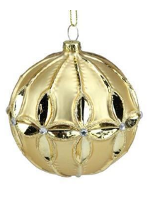 Gold Glass Flower Ball Ornament