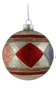 Red/Blue Mercury Glass Ball Ornament