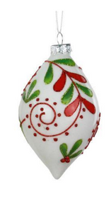 White Glass Whimsical Vine Ornament