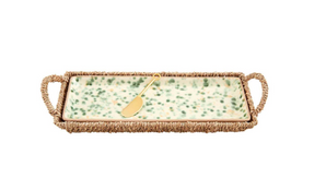 Green Splatter Tray and Basket Set