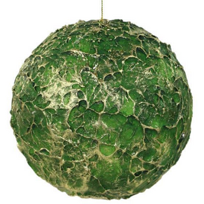 Green Textured Leaf Ball Ornament