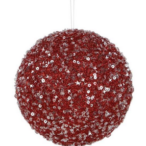 Red Glitter Bead Ball Ornament