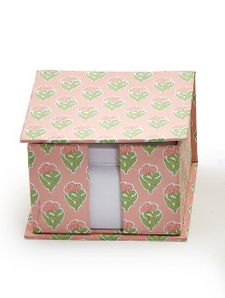 Floral Block Print Note Paper Caddy