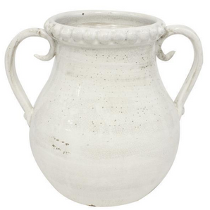 White Crackled Vase with Handles