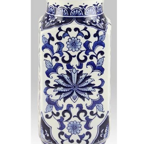 Blue and White Tall Square Vase
