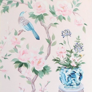 April Pink Chinoiserie 15x30 Canvas