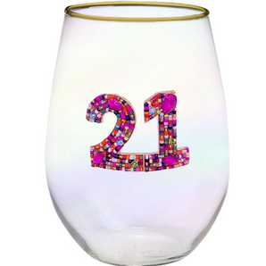 Stemless Wine Glass Beaded 21