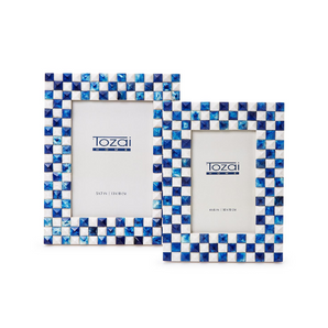 Blue and White Checkered Photo Frame