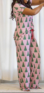 Pink Noelle Tree Pajama Pant Set