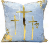 Baby Blue Golden Crosses Pillow