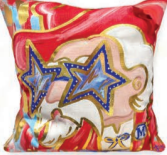 Red and Blue Preppy Colonel Pillow