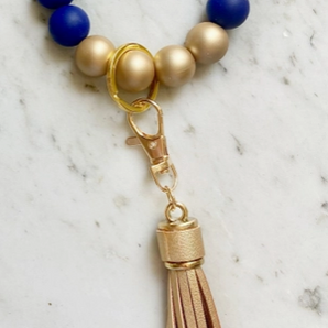 Navy Bold Type Wristband Keychain
