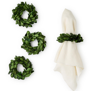 Boxwood Wreath Napkin Ring Set of 4