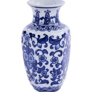 7" Blue/White Floral Vase