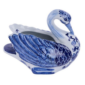 Blue & White Chinoiserie Swan Planter