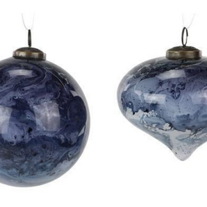 Navy Marble Glass Ornament