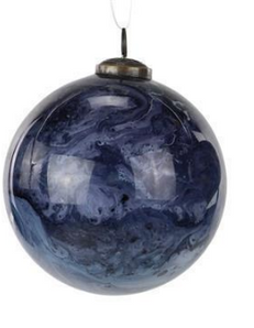 Navy Marble Glass Ornament