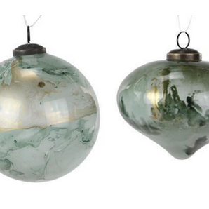 Green/Gold Marble Glass Ornament