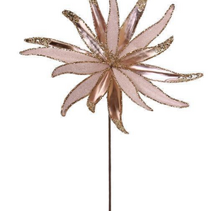 Large Rose Gold Glitter Flower Spray