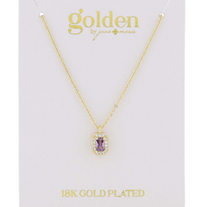 18K Gold Plated Baguette Crystal Necklace