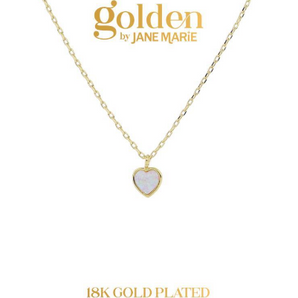 Gold Dainty Opal Heart Necklace