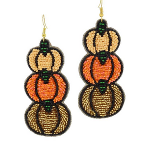 Stacked Beaded Pumpkin Earrings