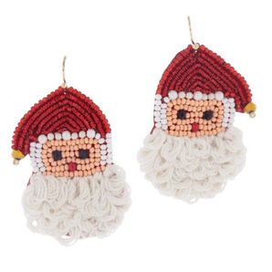 Beaded Santa Head Earrings